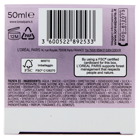 L'Oréal Paris Revitalift Filler, Azione Antirughe Rivolumizzante con Acido Ialuronico, 50 ml